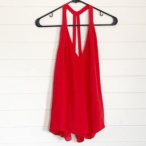Haute Hippie Red Sleeveless Strappy Silk Blouse
